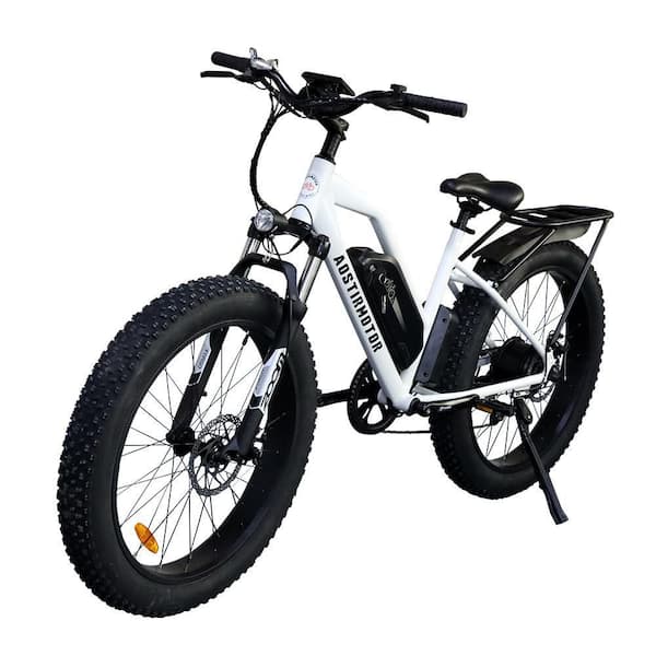 26 in. 750-Watt White Electric Bike Fat Tire P7 48-Volt 13AH Removable ...