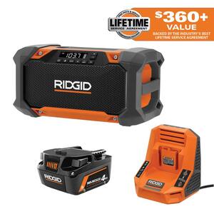 18V 4.0 Ah MAX Output Battery and Rapid Charger Kit with 18V Hybrid Jobsite Radio with Bluetooth Technology