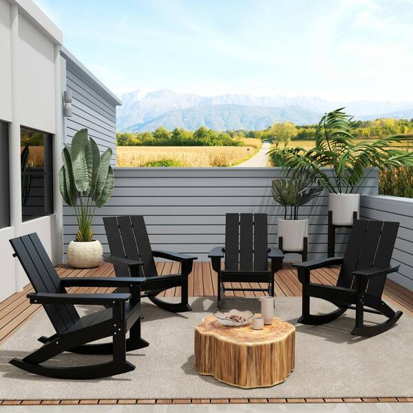 Westin Outdoor Sside Black Plastic, Black Outdoor Rocking Chairs Set