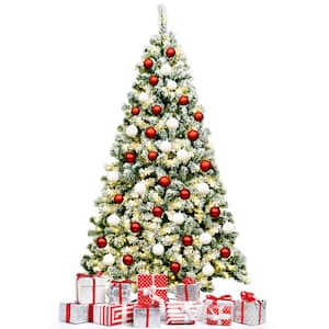 6 ft. Pre-Lit Premium Snow Flocked Hinged Artificial Christmas Tree