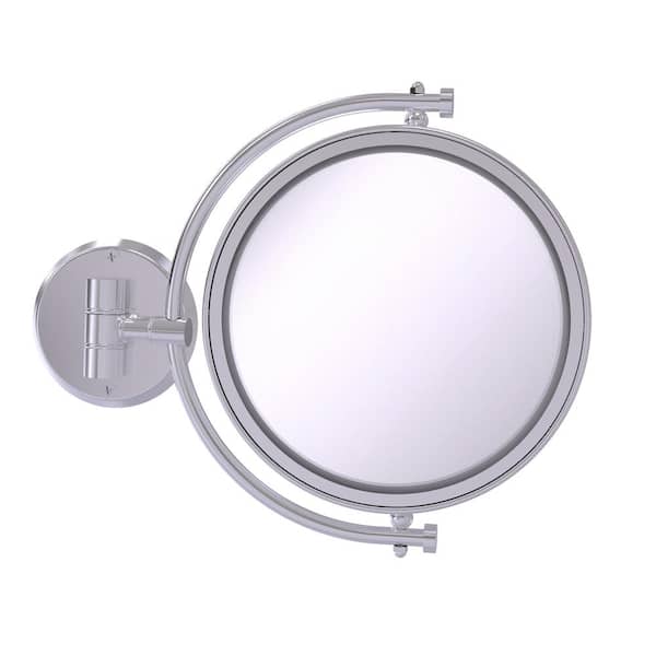 Allied Brass 8-in x 10-in Satin Chrome Double-Sided Magnifying Wall-Mounted Vanity Mirror Allied Brass 8-in x 10-in Satin Chrome Double-Sided Magnifying Wall-Mounted Vanity Mirror