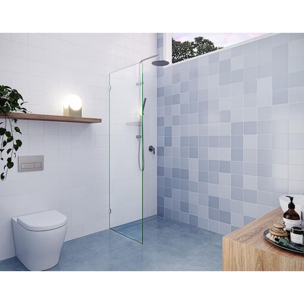 Glass Warehouse Vela 22.5 in. W x 78 in. H Frameless Fixed Single Panel Shower Door in Brushed Nickel Without Handle
