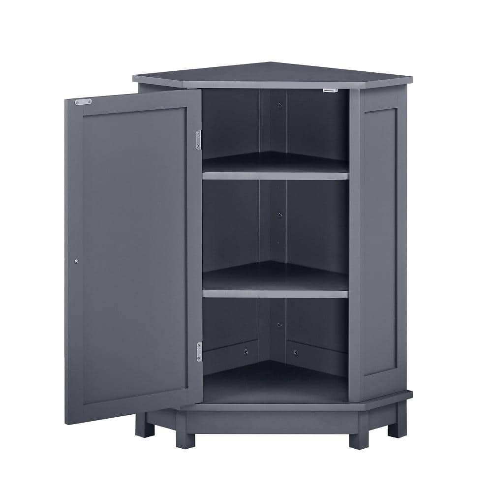 24.72 in. W x 17.5 in. D x 31 in. H Gray Freestanding Corner Bathroom Linen