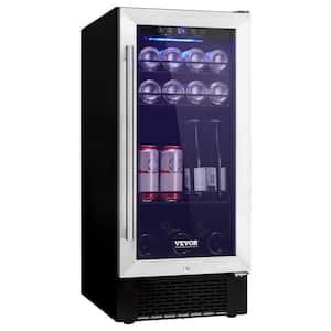Wine Cooler, 96 Cans Capacity Under Counter Built-in or Freestanding Wine Refrigerator, Beverage Cooler with LED, Black