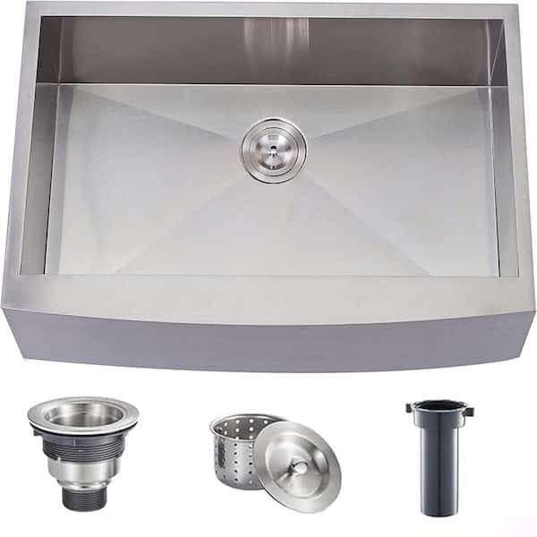 30 in. Undermount Single Bowl 16 Gauge Farmhouse Apron Front Handmade Stainless Steel Kitchen Sink