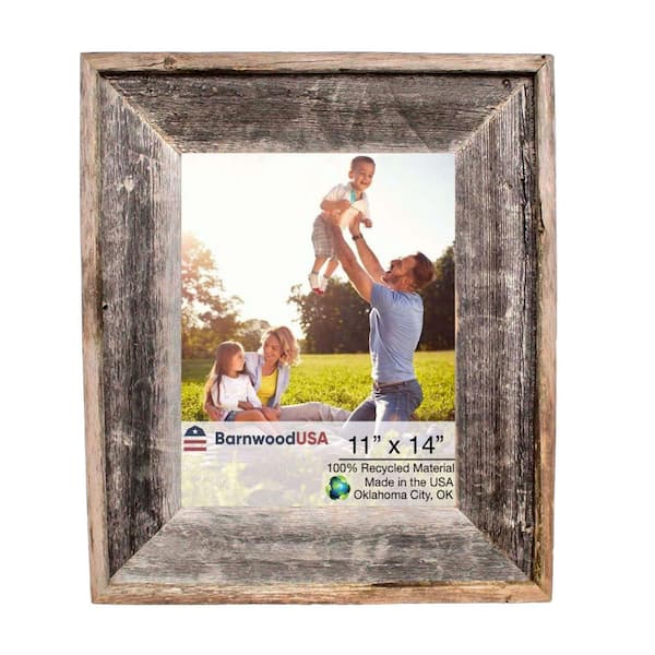 BarnwoodUSA Rustic Farmhouse Artisan 11 in. x 14 in. Weathered Gray Reclaimed Picture Frame