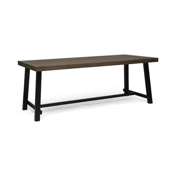 Noble House Carlisle Grey Rectangular Wood Outdoor Patio Dining Table