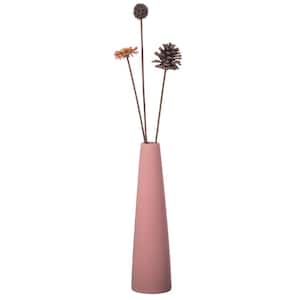 8 in. Pink Contemporary Ceramic Cone Shape Table Vase Modern Pastel Colored Flower Holder