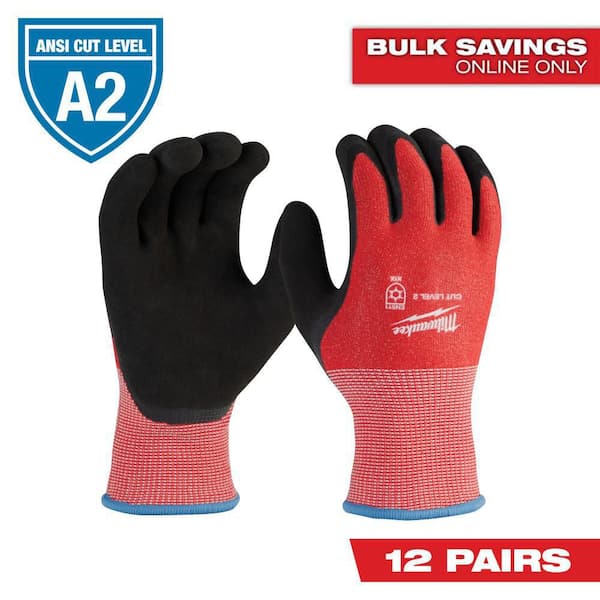 Milwaukee Large Red Latex Level 2 Cut Resistant Insulated Winter Dipped Work Gloves (12-Pack)