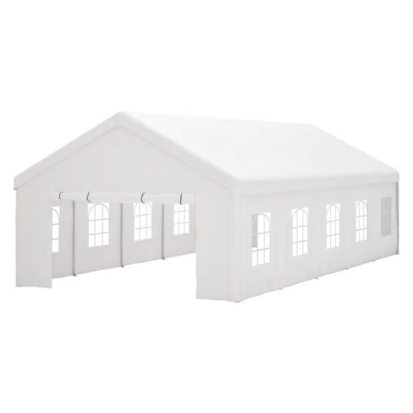 16 ft. x 32 ft. White Party Tent Heavy Duty Large Wedding Event Shelters with 3 Storage Bags and Removable Sidewalls
