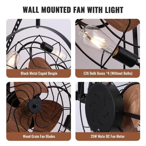 20 in. Indoor Black Low Profile Ceiling Fan with Light Reversible Rotation and Remote Control