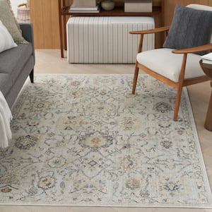 Oushak Home Grey 4 ft. x 6 ft. Floral Traditional Area Rug