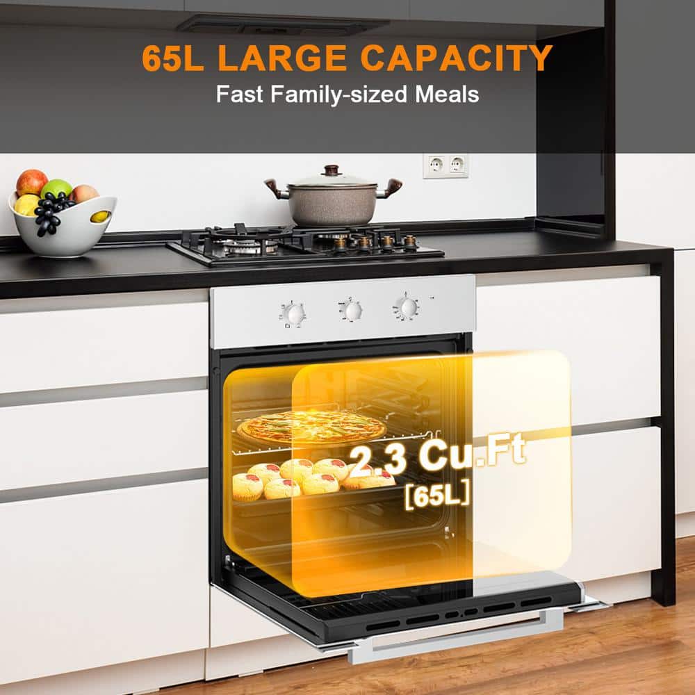 24" Stainless Steel Electric Single Wall Oven with 6 Cooking Functions