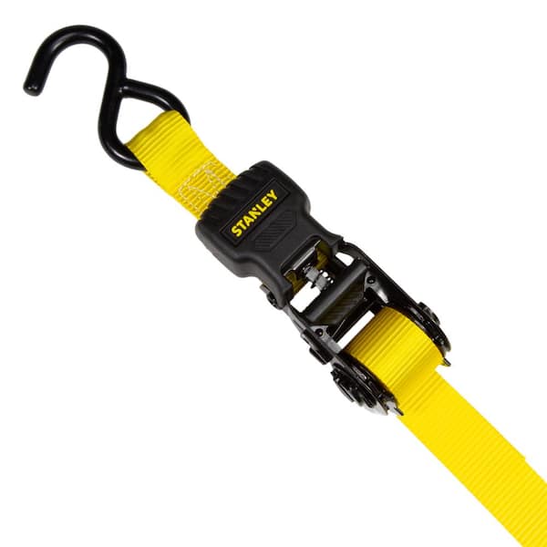  STANLEY S10074 Black/Yellow 1.5 x 16' Ratchet Tie Down Straps  - Heavy Cargo Securing (3,300 lbs Break Strength), 4 Pack : Tools & Home  Improvement