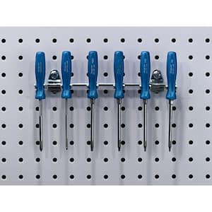 8-1/8 in. W Stainless Steel Multi-Prong Tool/Wrench Holder for 1/8 in. and 1/4 in. Pegboard, (1-Pack)