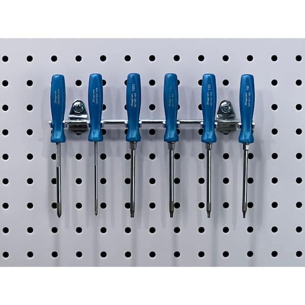 8-1/8 in. W Stainless Steel Multi-Prong Tool/Wrench Holder for 1/8 in. and 1/4 in. Pegboard, (1-Pack)
