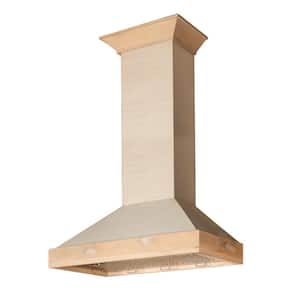 36 in. 400 CFM Ducted Vent Wall Mount Range Hood in Unfinished Wood