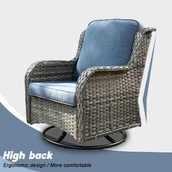 HOOOWOOO Oreille Grey 3-Piece Wicker Outdoor Patio