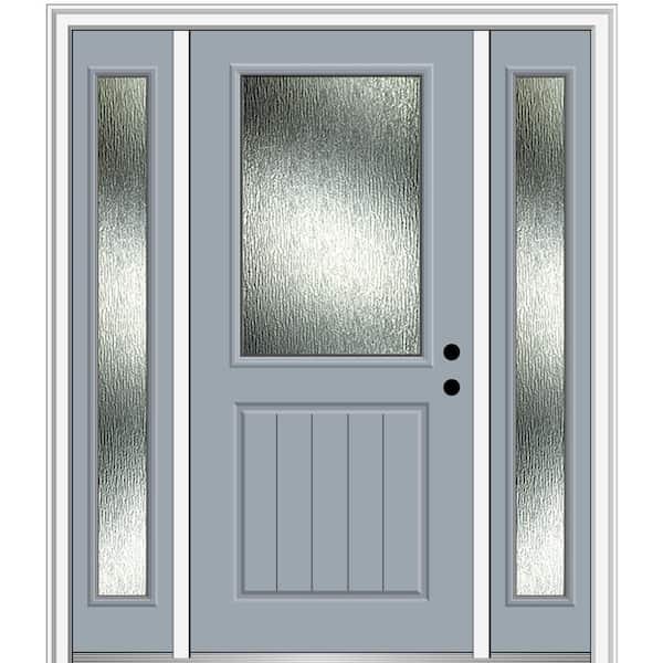 MMI Door 60 in. x 80 in. Left-Hand Inswing Rain Glass Storm Cloud Fiberglass Prehung Front Door on 6-9/16 in. Frame
