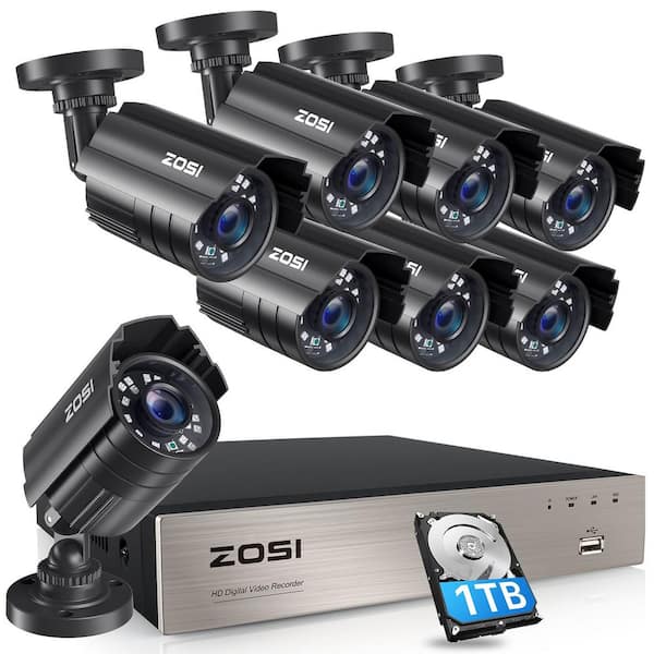 Zosi 8-channel 5mp-lite 1tb Dvr Home Security Camera System With 8 