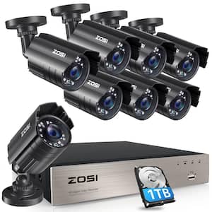 8-Channel 5MP-Lite 1TB DVR Home Security Camera System with 8 Wired 1080p Outdoor Cameras