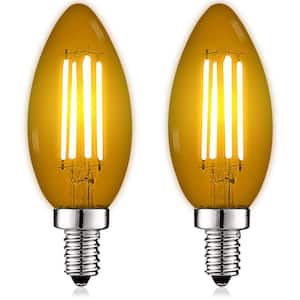 40-Watt Equivalent B11 LED Yellow Light Bulbs, 4.5-Watt, Colored Glass Candelabra Bulb, UL Listed, E12 Base (2-Watt)
