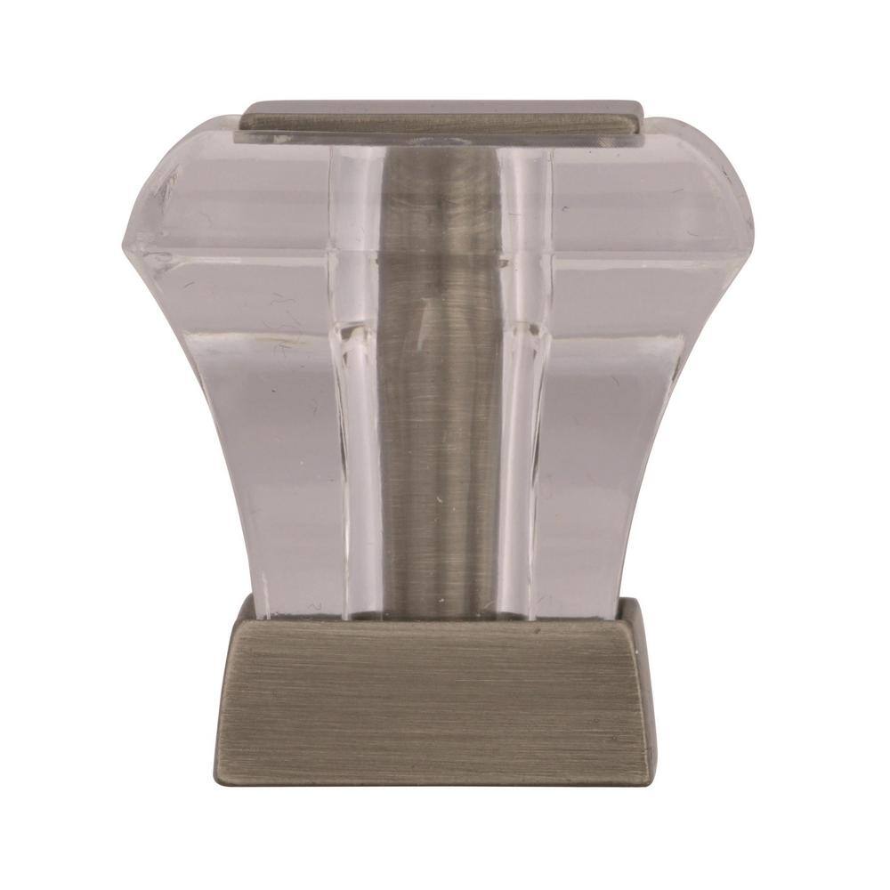 Clear Acrylic and Antique Silver Square Cabinet Knob