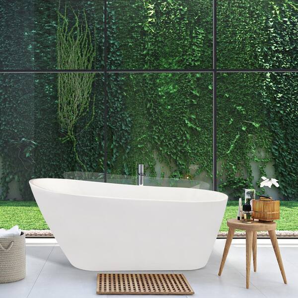 Shaia 67 in. Acrylic Flatbottom Non-Whirlpool Soaking Bathtub in White