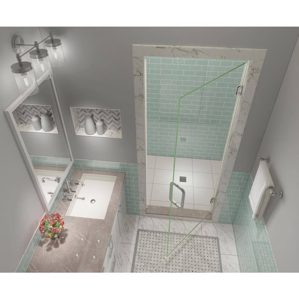 Kinkade XL Stainless Steel Frameless Hinged Shower Door with Clear Glass