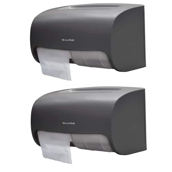 Alpine Industries Side-by-Side Double Roll Toilet Paper Dispenser, Gray (2-Pack)
