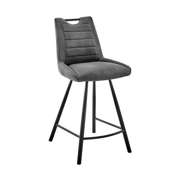 Armen Living Arizona 30 in. Bar Height Bar Stool in Charcoal Fabric and Black