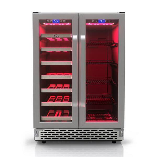 TCL 23.40 in. Dual Zone 20 Wine Bottles and 78 Cans Stainless Look