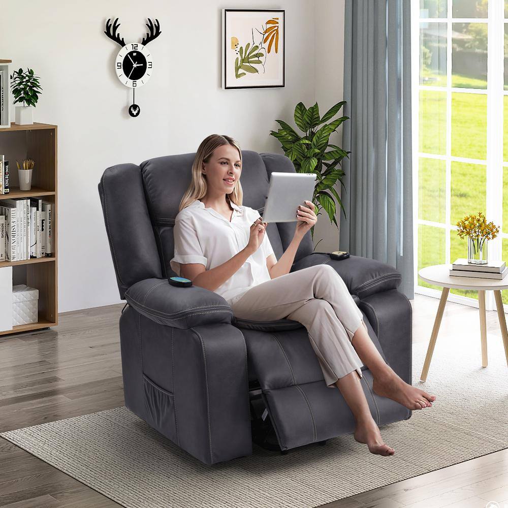 Gray Oversized Power Lift Recliner Chair Sofa for Elderly with Massage and  Heating C-W169283048 - The Home Depot