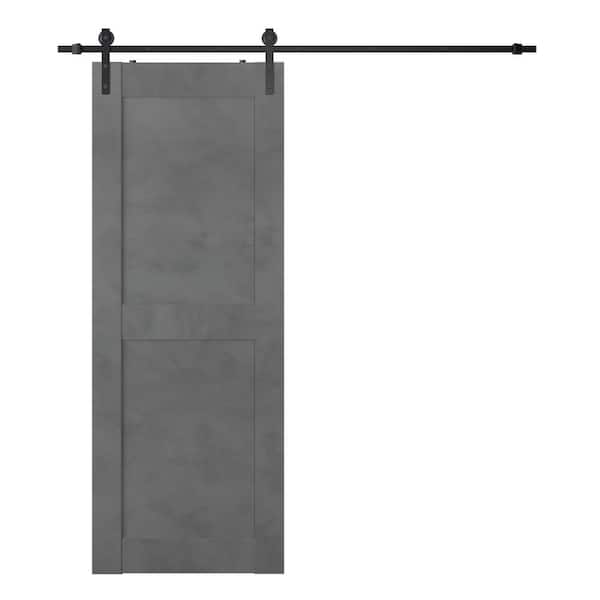 Belldinni Vona 07RN 32 in. x 80 in. Dark Urban Finished Composite Core Wood Sliding Barn Door with Hardware Kit