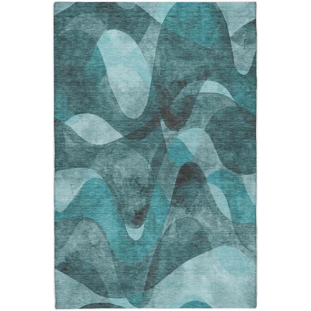 Dream Shag Premium Machine Washable Abstract ADS536 Teal 8 ft. x 10 ft. Area Rug price history on PriceWatchPro