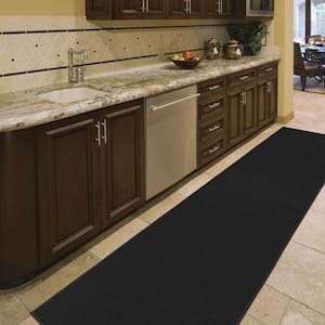 Clifton Collection Non-Slip Rubberback Modern Solid Design 3x10 Indoor Runner Rug, 2 ft. 7 in. x 9 ft. 10 in., Black