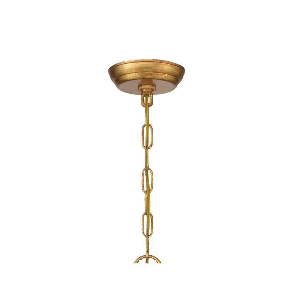 Antique Gold 6-Light Crystal Chandelier with Hand Cut Crystals