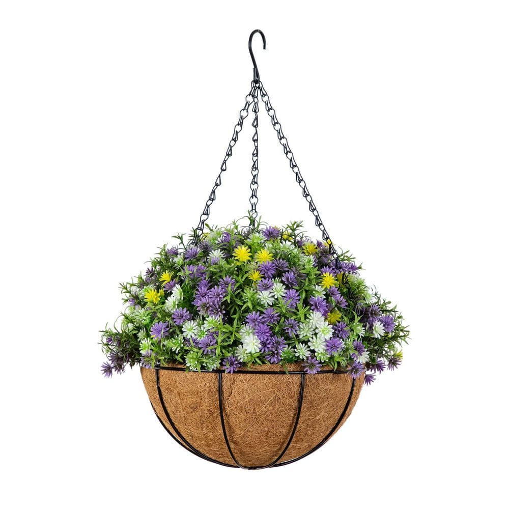 19 in. UV Resistant Purple Artificial Dandelion and Rosemary Hanging Basket (Indoor/Outdoor) price history on PriceWatchPro