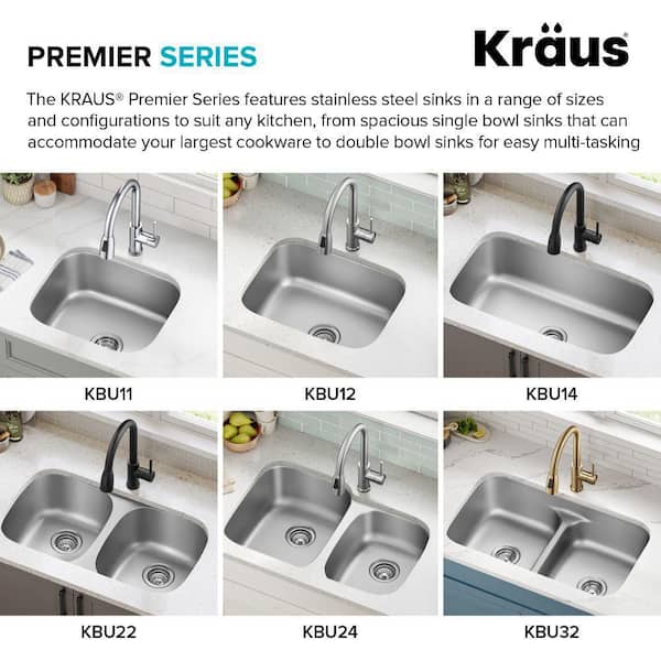 KRAUS Premier Undermount Stainless Steel 32 in. 60/40 Double Bowl