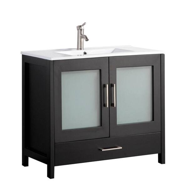 VOLPA USA AMERICAN CRAFTED VANITIES Arezzo 48 in. W x 18 in. D x 36 in. H Vanity in Espresso with Porcelain Vanity Top in White with White Basin