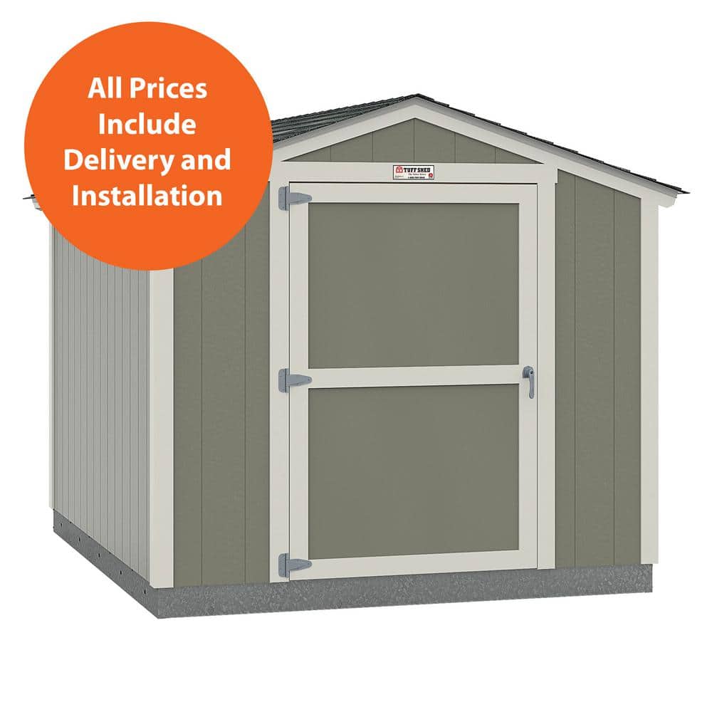 Tuff Shed Tahoe Series Edgewood Installed Storage Shed 8 ft. x 10 ft. x 7 ft. 10 in. (80 sq. ft.) 6 ft. High Sidewall, Gray -  8x10 SR E1