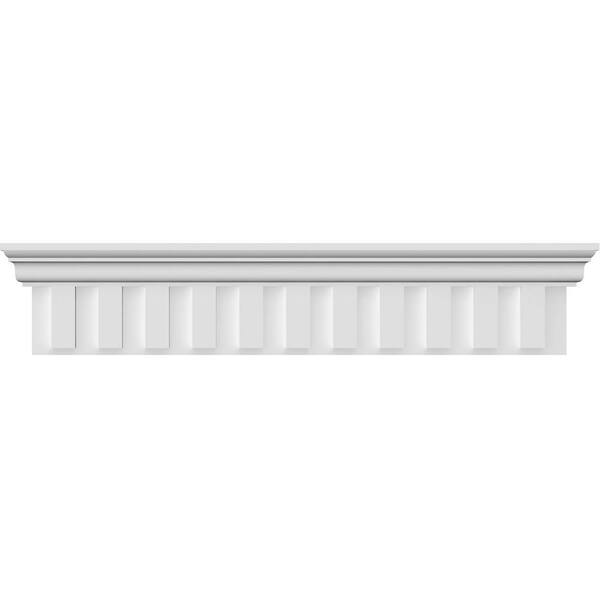 Ekena Millwork 7/8 in. x 61 in. x 9-3/8 in. Polyurethane Dentil Crosshead Moulding