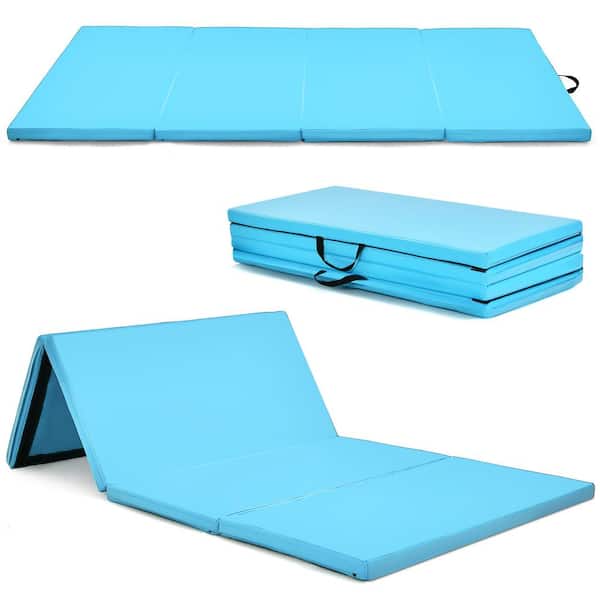 PROSOURCEFIT Tri-Fold Folding Thick Exercise Mat Blue 6 ft. x 2 ft. x 1.5  in. Vinyl and Foam Gymnastics Mat (Covers 12 sq. ft.) ps-1952-tfm-blue -  The Home Depot