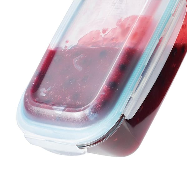 Glass Food Storage Container w/ Pink Lid, OK for Baking,Rectangular, 1 Qt