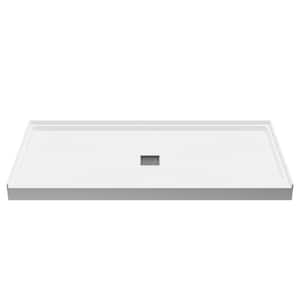 ALEXANDER 60 in. L x 30 in. W Alcove Shower Pan Base with Center Drain in White