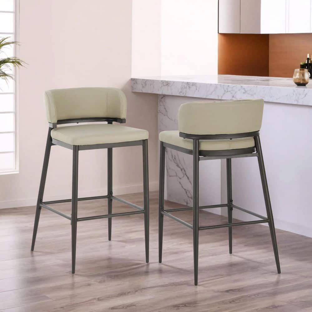 37 in. H Khaki Low Back Metal Bar Stool with Upholstered Tech Fabric Seat (Set of 2) price history on PriceWatchPro