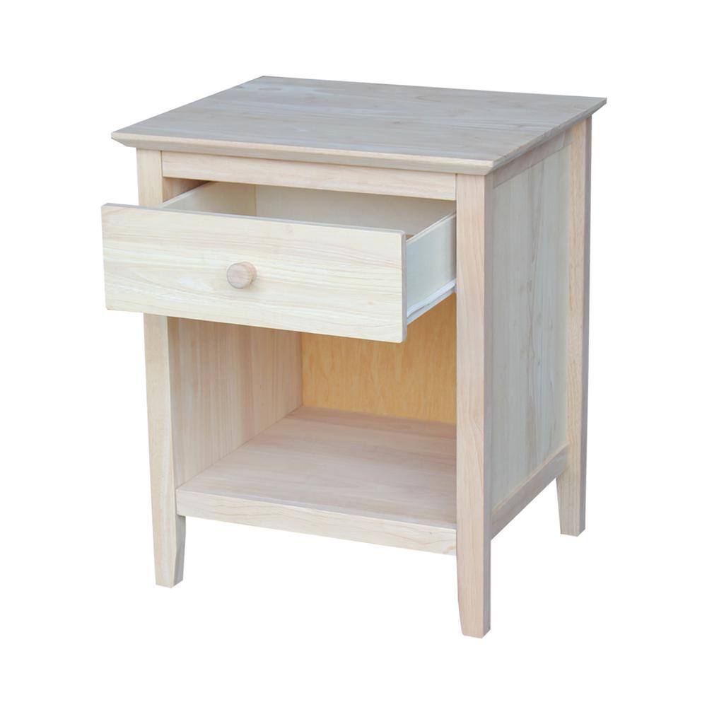 Light Wood 1-Drawer Nightstand with Tapered Legs