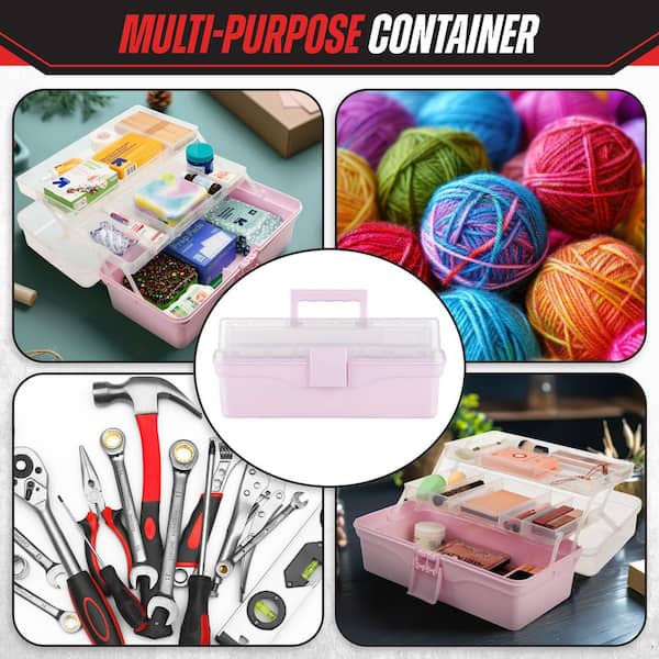 Stalwart 14 in. L x 7.87 in. W Plastic Tackle Box Organizer, Pink