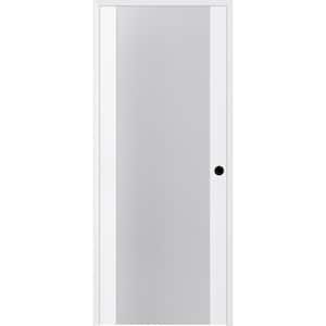 Paola 36 in. x 80 in. Left-Handed 1-Lite Frosted Glass Solid Core Bianco Noble Wood Single Prehung Interior Door