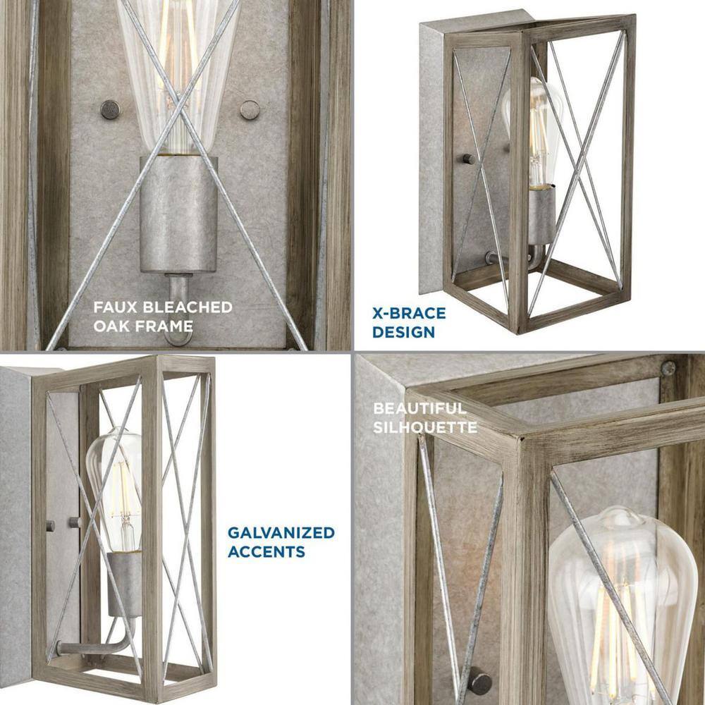 Rustic Bronze and Wood Farmhouse Wall Sconce